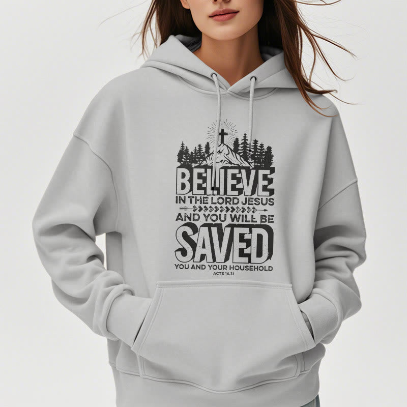 christiandiscipleshop Modern Style Believe In The Jesus Lord Fleece Lined Polyester Hoodie