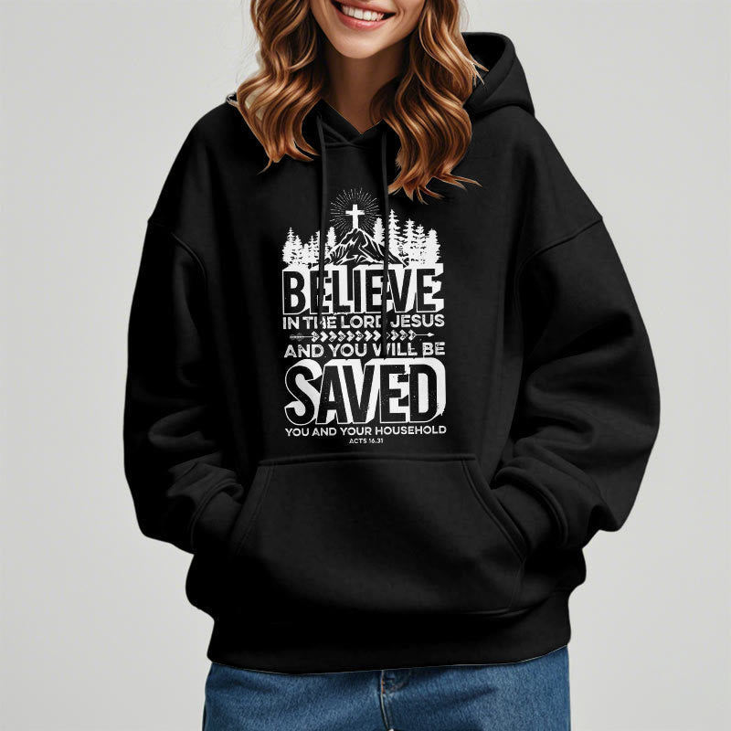 christiandiscipleshop Modern Style Believe In The Jesus Lord Fleece Lined Polyester Hoodie