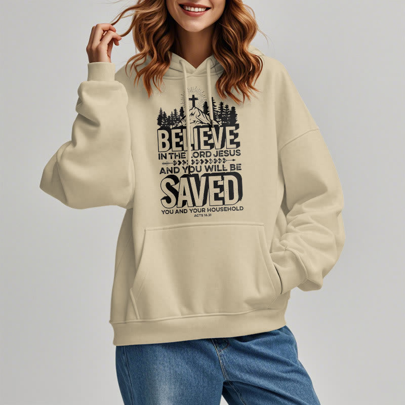 christiandiscipleshop Modern Style Believe In The Jesus Lord Fleece Lined Polyester Hoodie