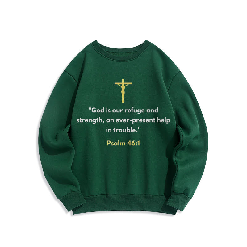 Christiandiscipleshop Klassisches Sweatshirt „Gott ist unsere Zuflucht und Stärke“ – Fleecegefüttert, Polyester