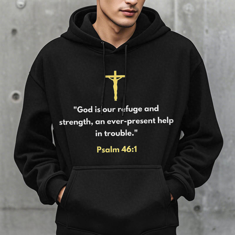 Christiandiscipleshop Classic Style God Is Our Refuge And Strength Fleece Lined Polyester Hoodie