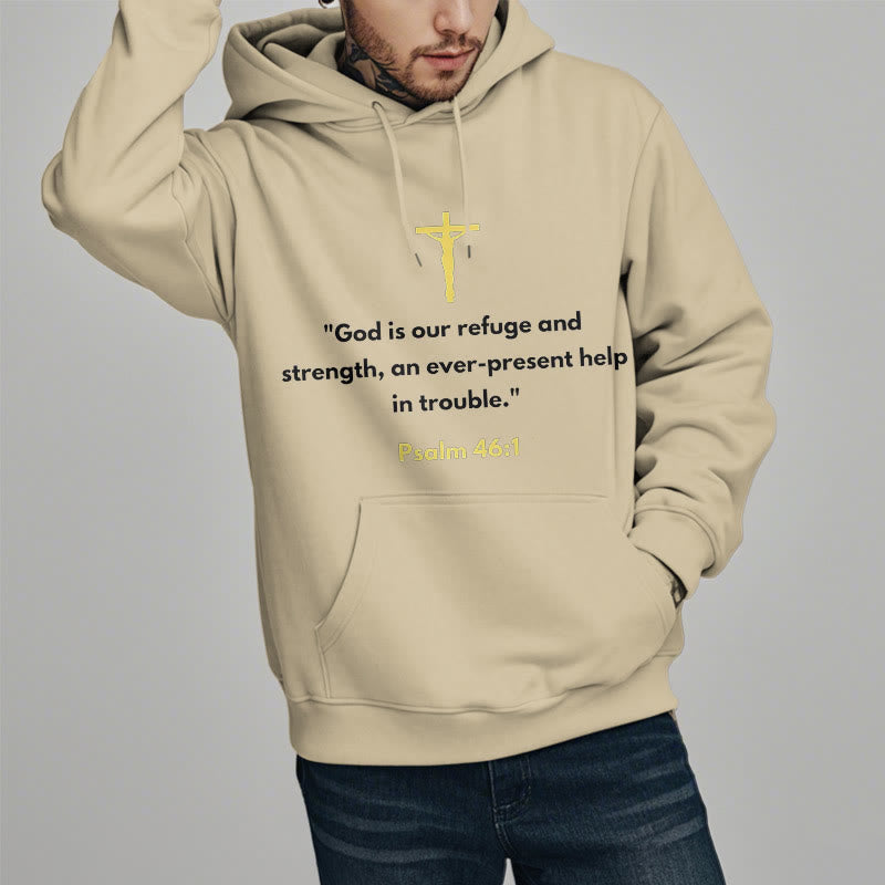 Christiandiscipleshop Classic Style God Is Our Refuge And Strength Fleece Lined Polyester Hoodie