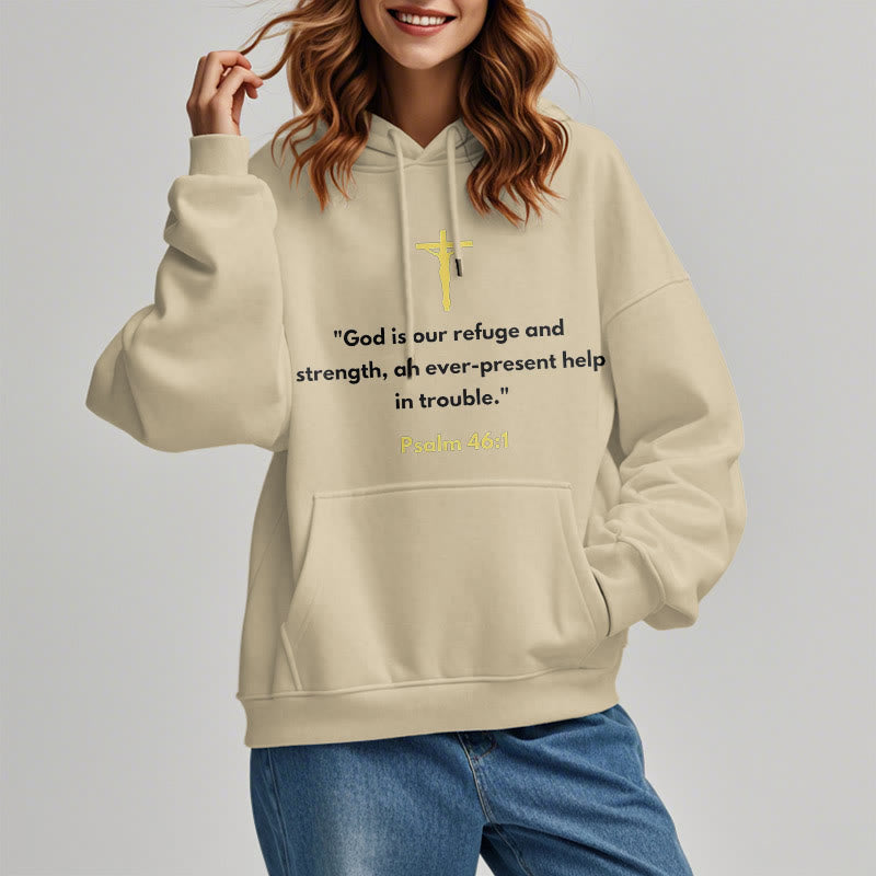 Christiandiscipleshop Classic Style God Is Our Refuge And Strength Fleece Lined Polyester Hoodie