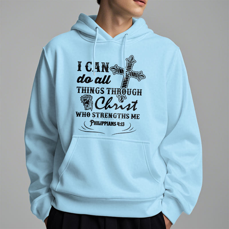 Christiandiscipleshop Quotation Style I Can Do All Things Fleece Lined Polyester Hoodie