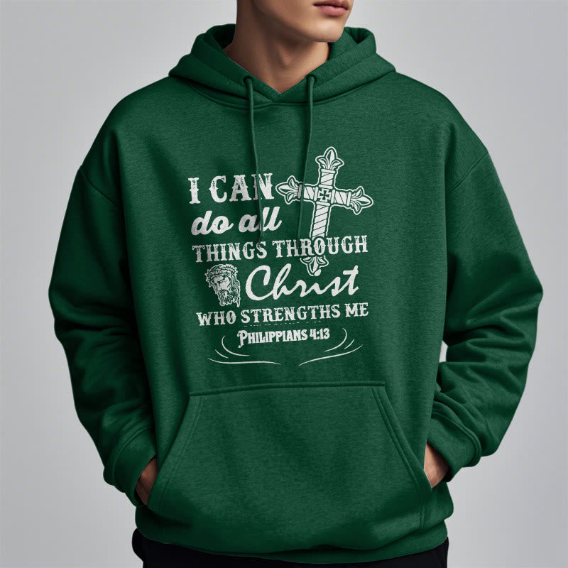 Christiandiscipleshop Quotation Style I Can Do All Things Fleece Lined Polyester Hoodie