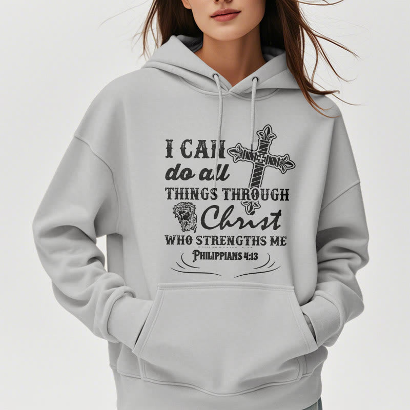 Christiandiscipleshop Quotation Style I Can Do All Things Fleece Lined Polyester Hoodie