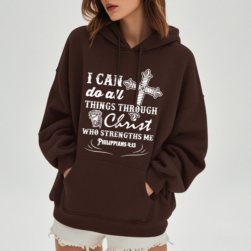 Christiandiscipleshop Quotation Style I Can Do All Things Fleece Lined Polyester Hoodie