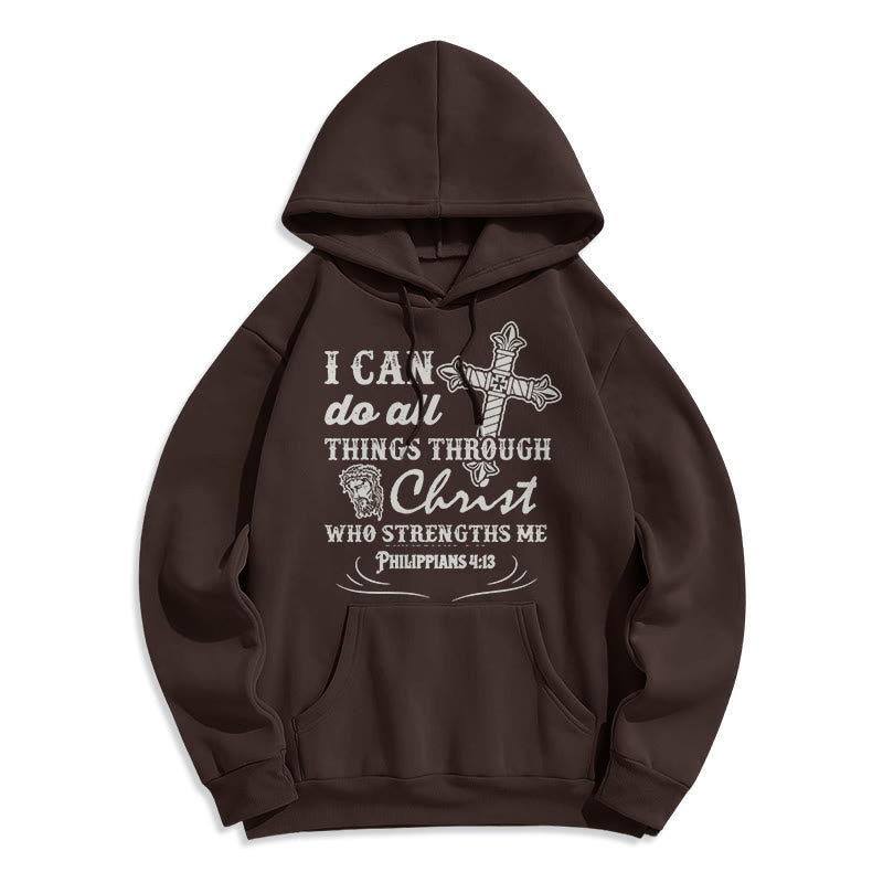 Christiandiscipleshop Quotation Style I Can Do All Things Fleece Lined Polyester Hoodie