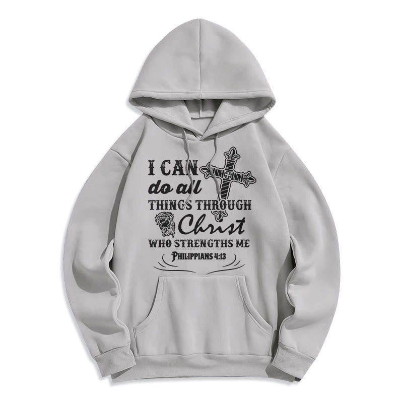 Christiandiscipleshop Quotation Style I Can Do All Things Fleece Lined Polyester Hoodie