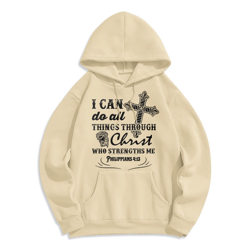 Christiandiscipleshop Quotation Style I Can Do All Things Fleece Lined Polyester Hoodie