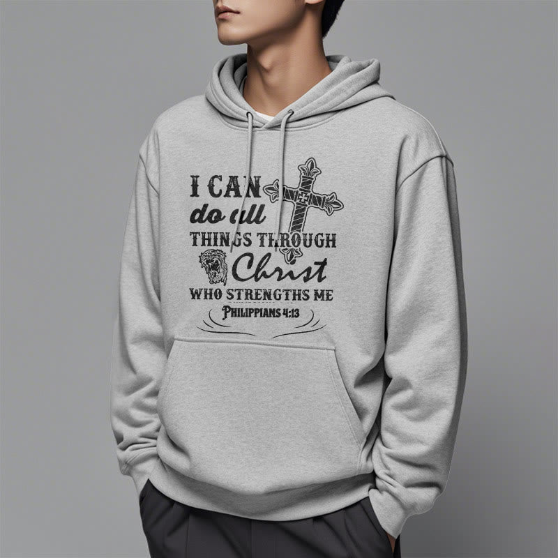 Christiandiscipleshop Quotation Style I Can Do All Things Fleece Lined Polyester Hoodie