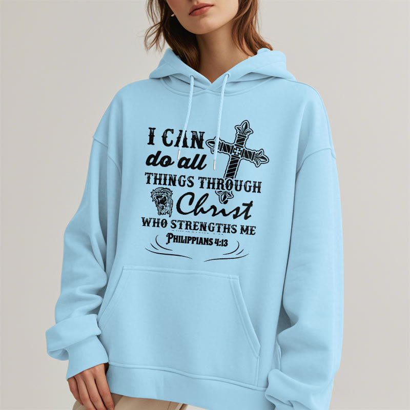 Christiandiscipleshop Quotation Style I Can Do All Things Fleece Lined Polyester Hoodie