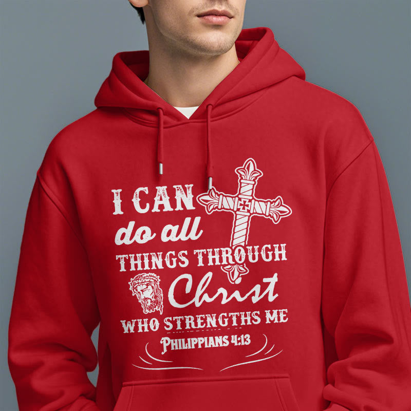 Christiandiscipleshop Quotation Style I Can Do All Things Fleece Lined Polyester Hoodie