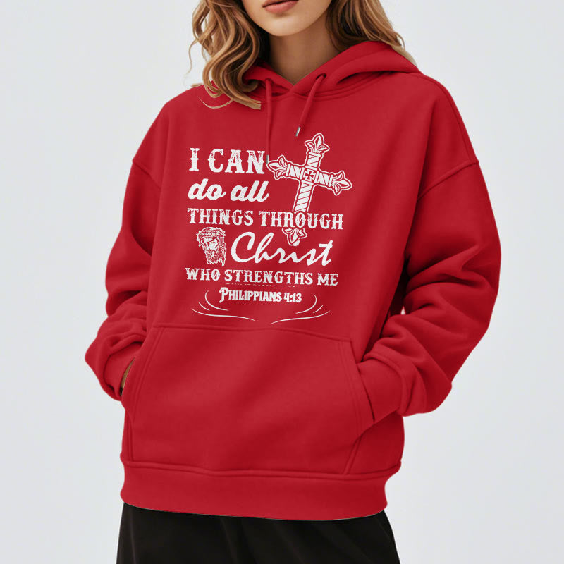 Christiandiscipleshop Quotation Style I Can Do All Things Fleece Lined Polyester Hoodie