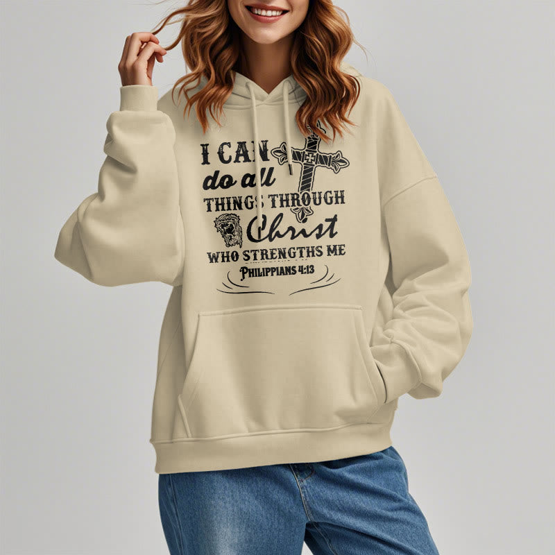 Christiandiscipleshop Quotation Style I Can Do All Things Fleece Lined Polyester Hoodie
