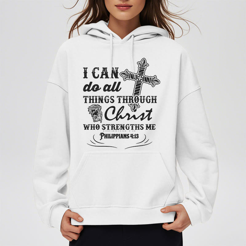Christiandiscipleshop Quotation Style I Can Do All Things Fleece Lined Polyester Hoodie