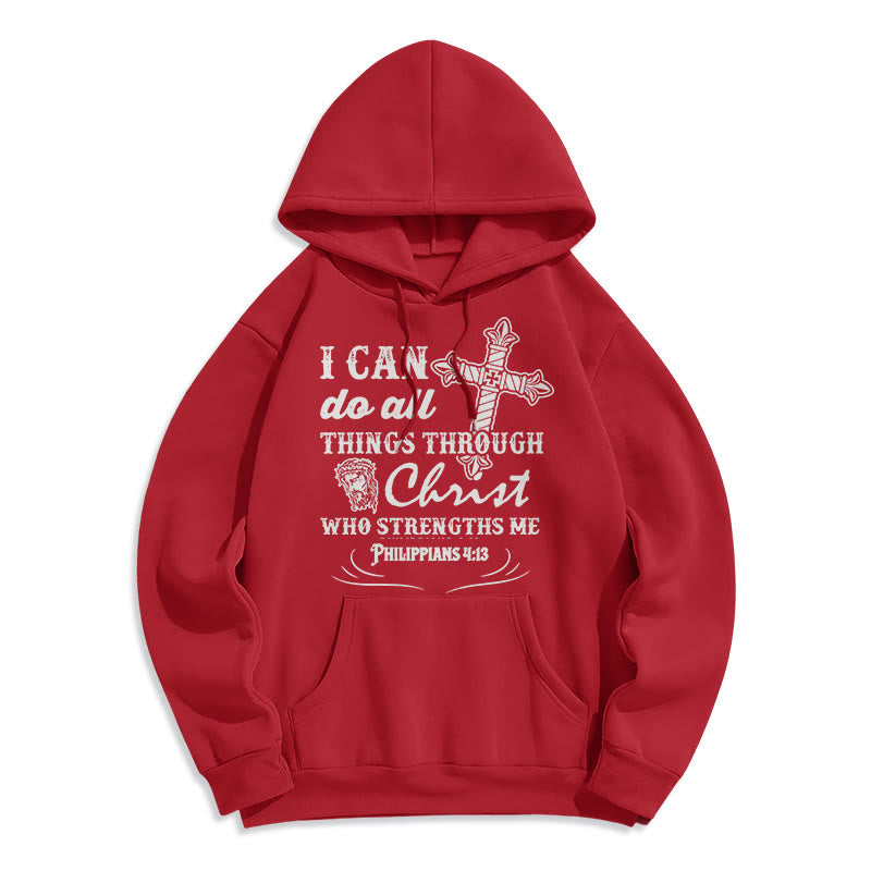 Christiandiscipleshop Quotation Style I Can Do All Things Fleece Lined Polyester Hoodie