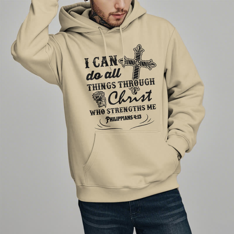 Christiandiscipleshop Quotation Style I Can Do All Things Fleece Lined Polyester Hoodie