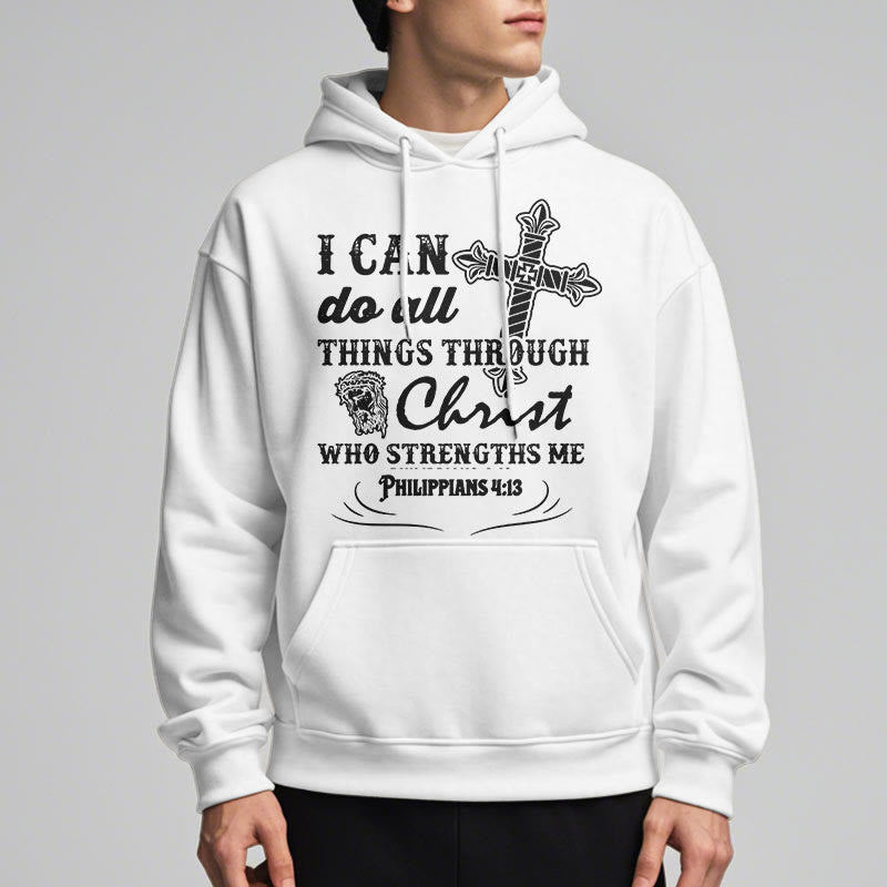 Christiandiscipleshop Quotation Style I Can Do All Things Fleece Lined Polyester Hoodie