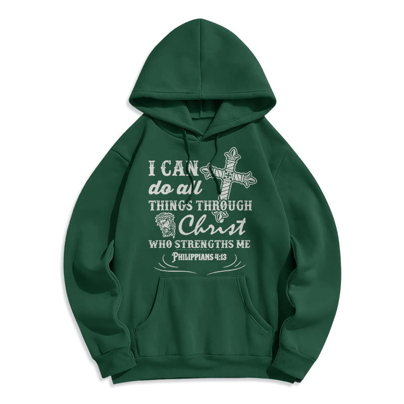 Christiandiscipleshop Quotation Style I Can Do All Things Fleece Lined Polyester Hoodie