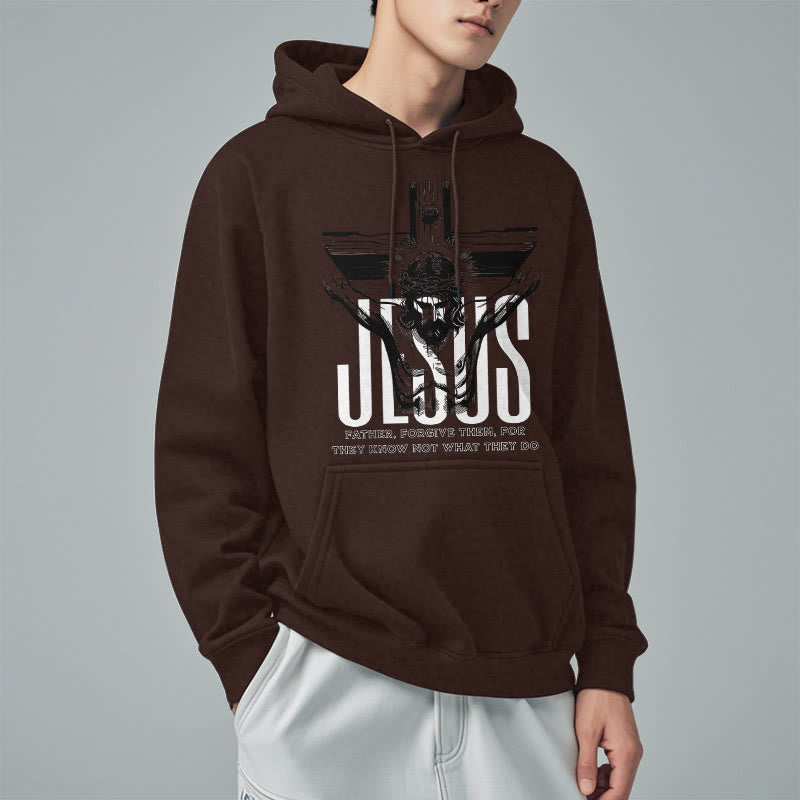 Christiandiscipleshop Classic Style Father Forgive Them Crucifix Fleece Lined Polyester Hoodie