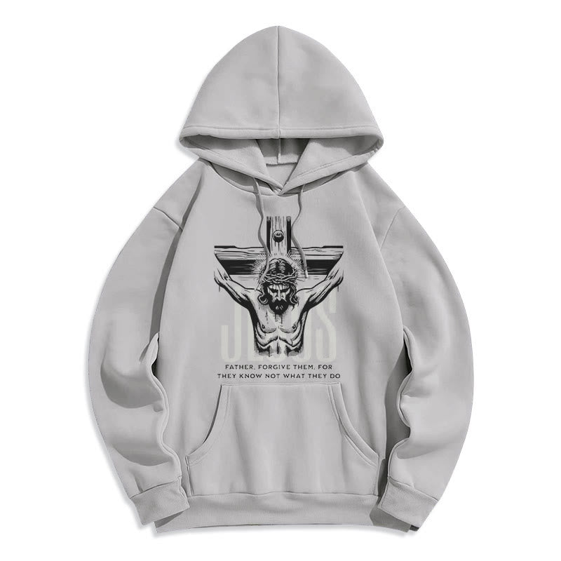 Christiandiscipleshop Classic Style Father Forgive Them Crucifix Fleece Lined Polyester Hoodie