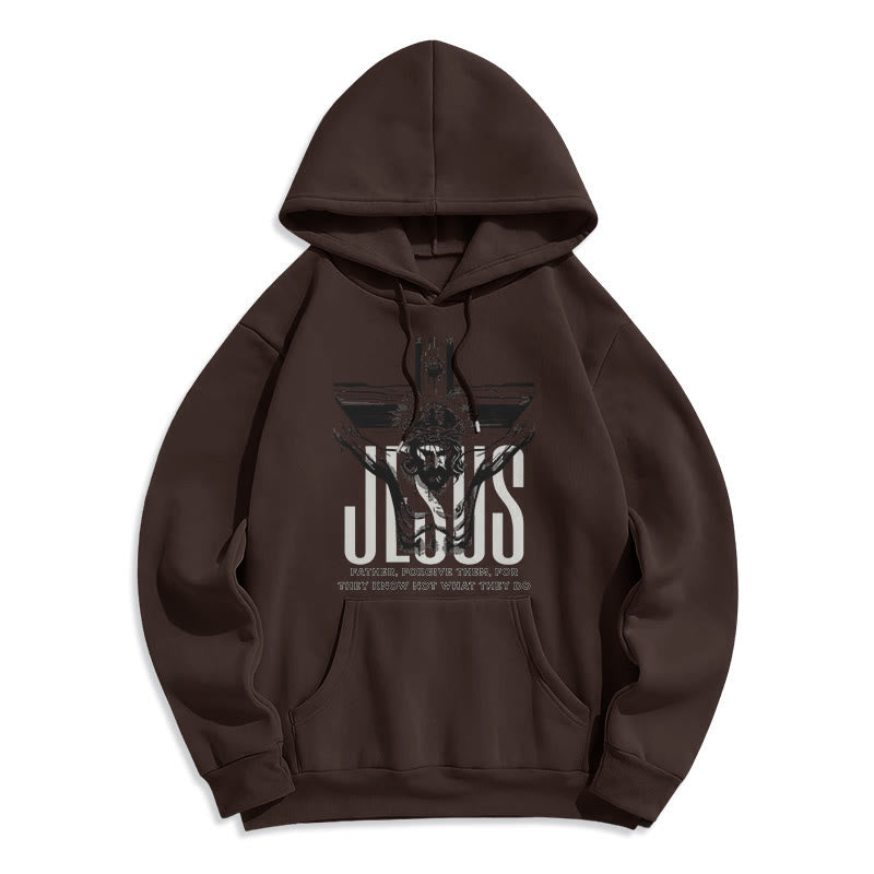 Christiandiscipleshop Classic Style Father Forgive Them Crucifix Fleece Lined Polyester Hoodie