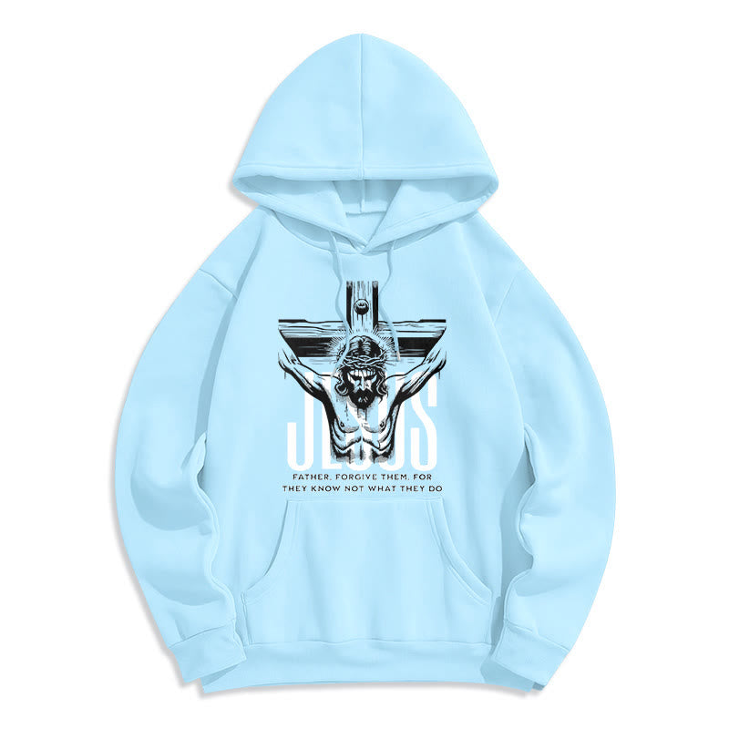 Christiandiscipleshop Classic Style Father Forgive Them Crucifix Fleece Lined Polyester Hoodie