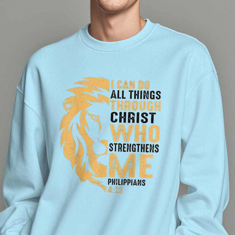 Christiandiscipleshop Quotation Style Christ Strengthens Me Fleece Lined Polyester Sweatshirt