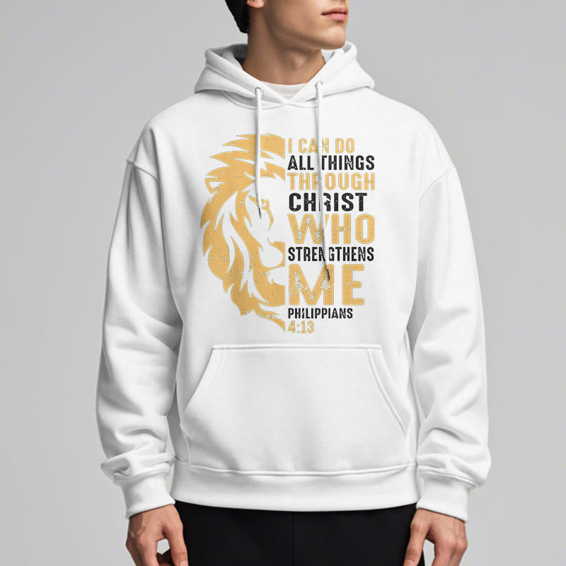 Christiandiscipleshop Quotation Style Christ Strengthens Me Fleece Lined Polyester Hoodie