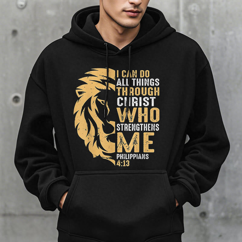 Christiandiscipleshop Quotation Style Christ Strengthens Me Fleece Lined Polyester Hoodie