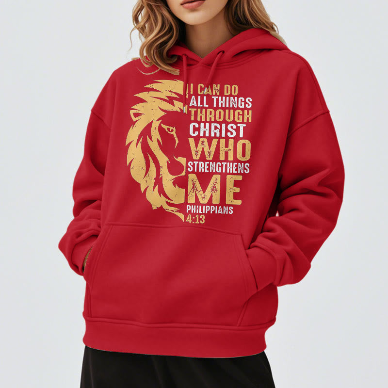Christiandiscipleshop Quotation Style Christ Strengthens Me Fleece Lined Polyester Hoodie