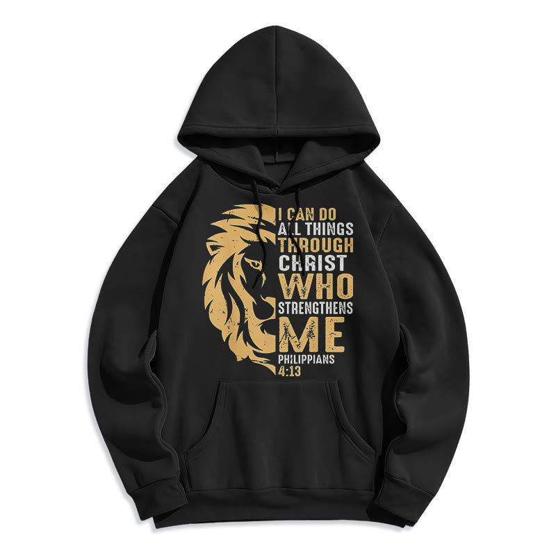Christiandiscipleshop Quotation Style Christ Strengthens Me Fleece Lined Polyester Hoodie