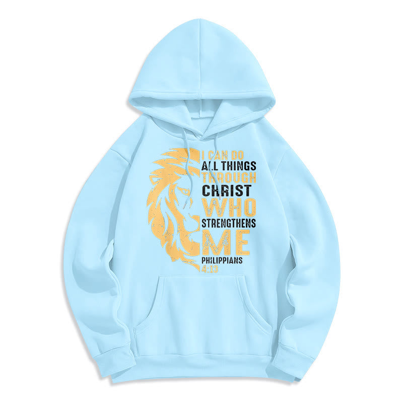 Christiandiscipleshop Quotation Style Christ Strengthens Me Fleece Lined Polyester Hoodie