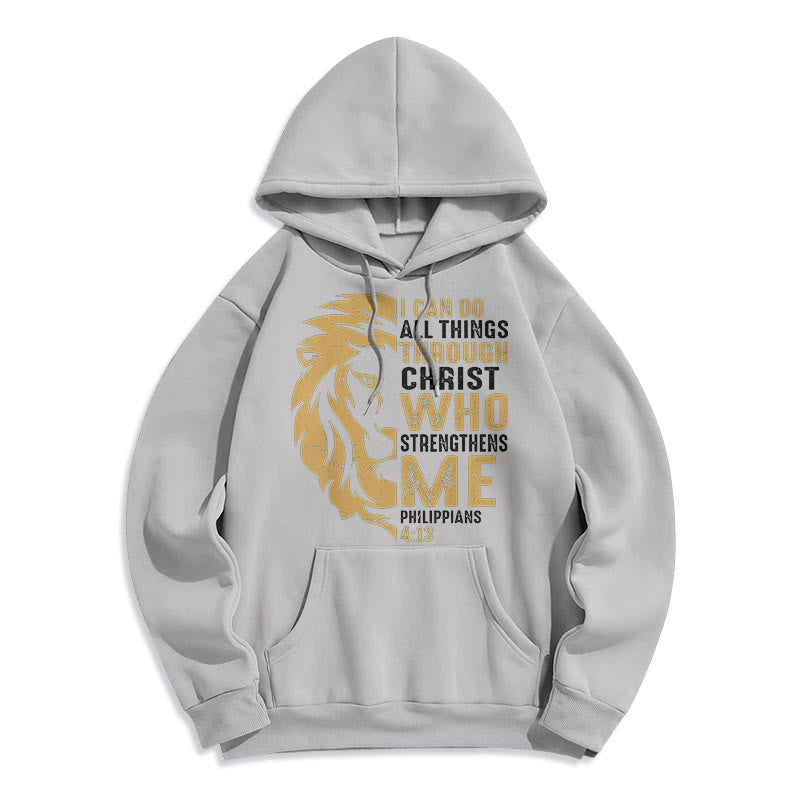 Christiandiscipleshop Quotation Style Christ Strengthens Me Fleece Lined Polyester Hoodie