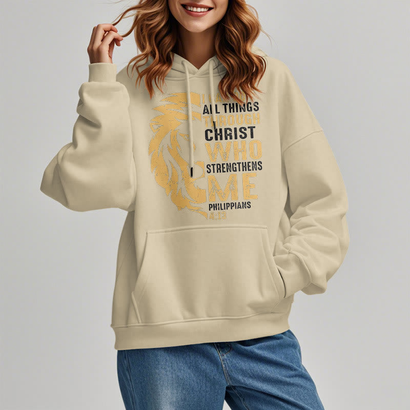 Christiandiscipleshop Quotation Style Christ Strengthens Me Fleece Lined Polyester Hoodie