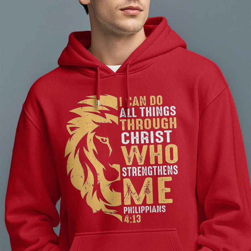 Christiandiscipleshop Quotation Style Christ Strengthens Me Fleece Lined Polyester Hoodie