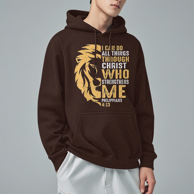 Christiandiscipleshop Quotation Style Christ Strengthens Me Fleece Lined Polyester Hoodie