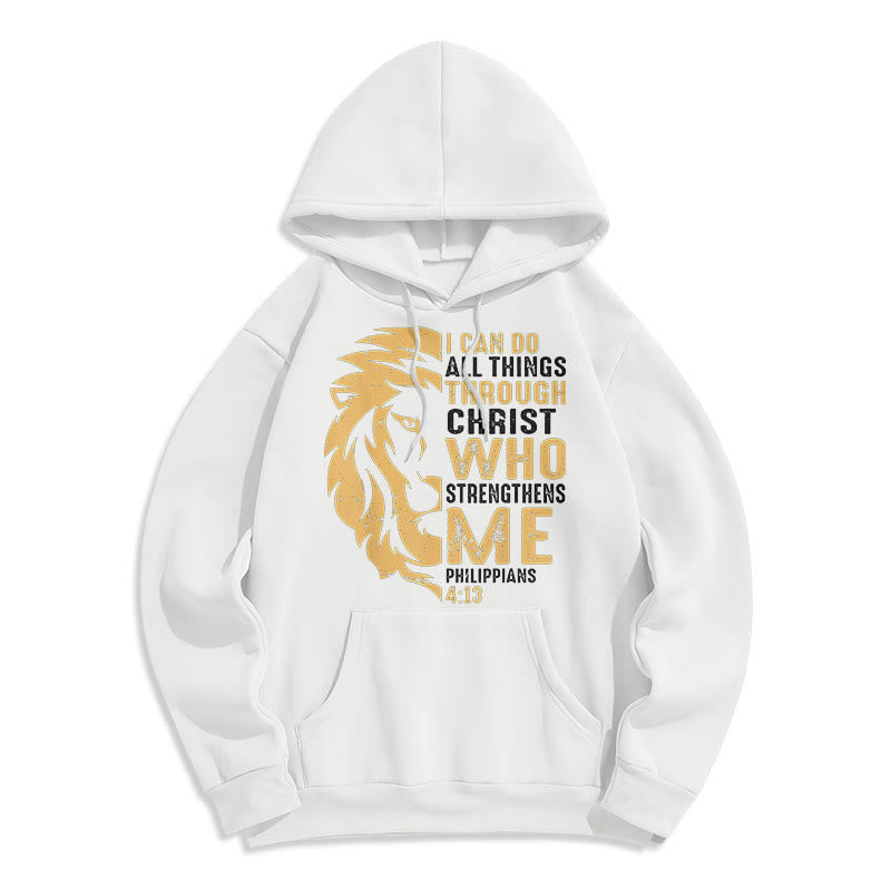 Christiandiscipleshop Quotation Style Christ Strengthens Me Fleece Lined Polyester Hoodie