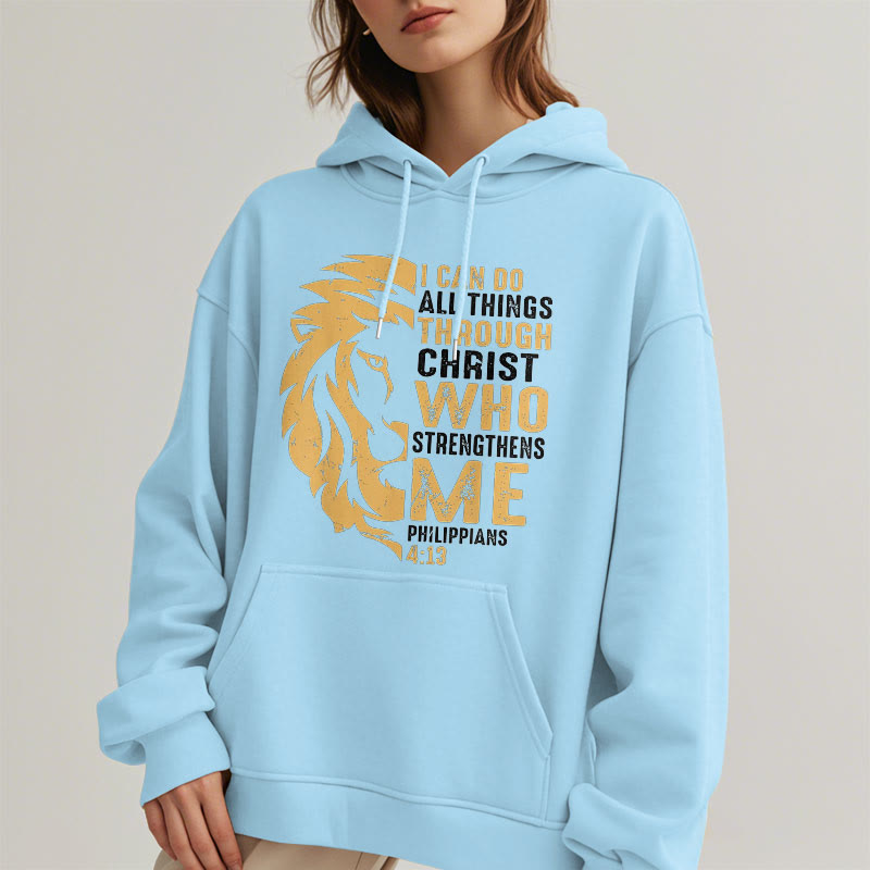 Christiandiscipleshop Quotation Style Christ Strengthens Me Fleece Lined Polyester Hoodie