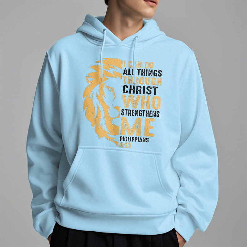 Christiandiscipleshop Quotation Style Christ Strengthens Me Fleece Lined Polyester Hoodie