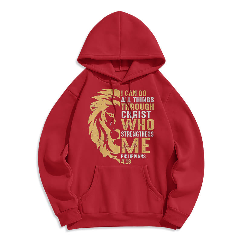 Christiandiscipleshop Quotation Style Christ Strengthens Me Fleece Lined Polyester Hoodie