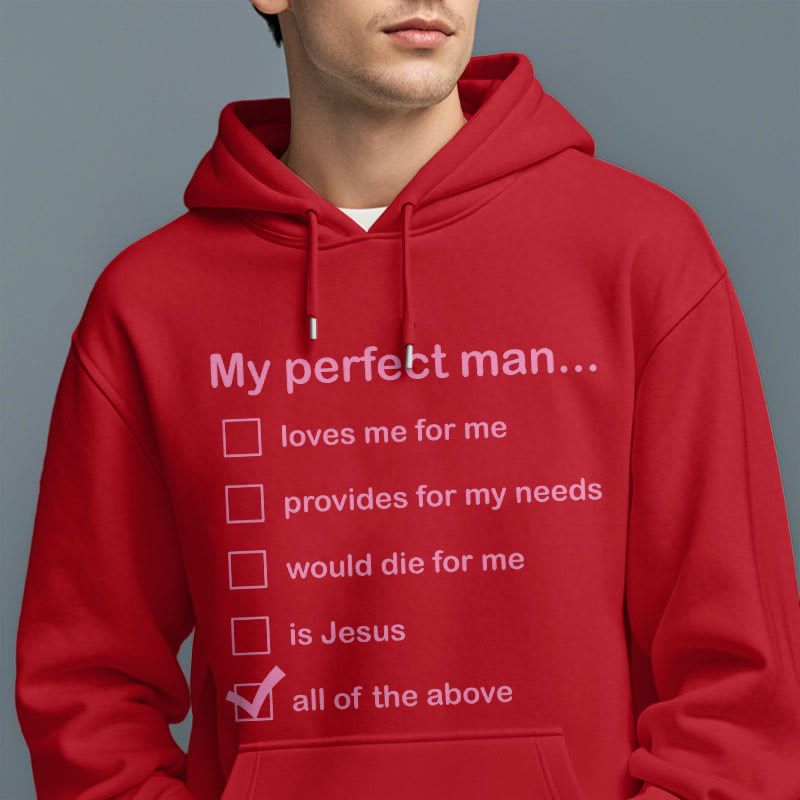Christianartworkshop Modern Style My Perfect Man Is Jesus Fleece Lined Polyester Hoodie