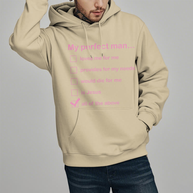Christianartworkshop Modern Style My Perfect Man Is Jesus Fleece Lined Polyester Hoodie