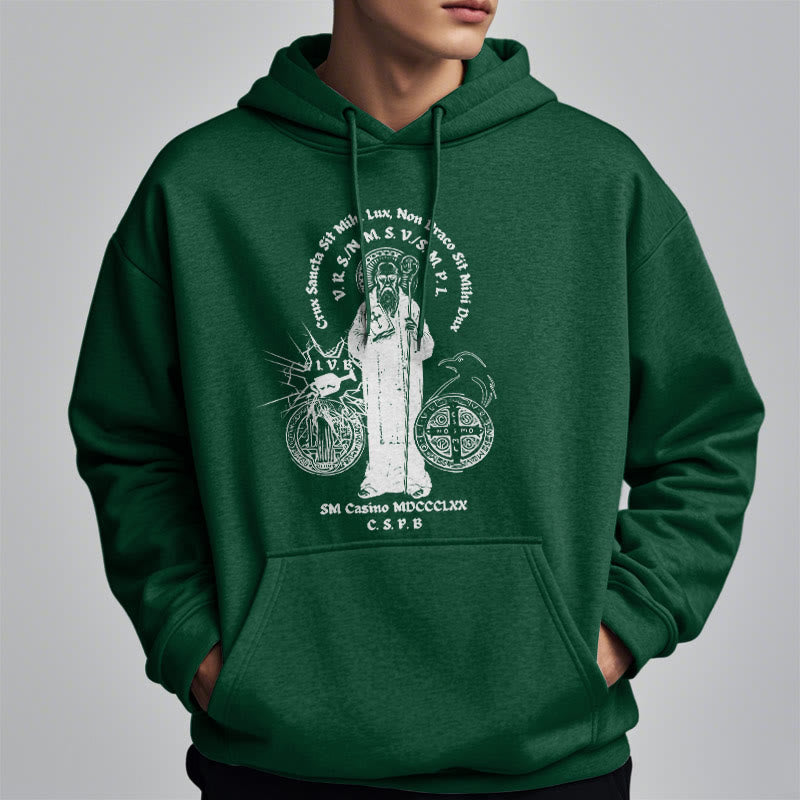 Christiandiscipleshop Classic Style St. Benedict Figure Fleece Lined Polyester Hoodie