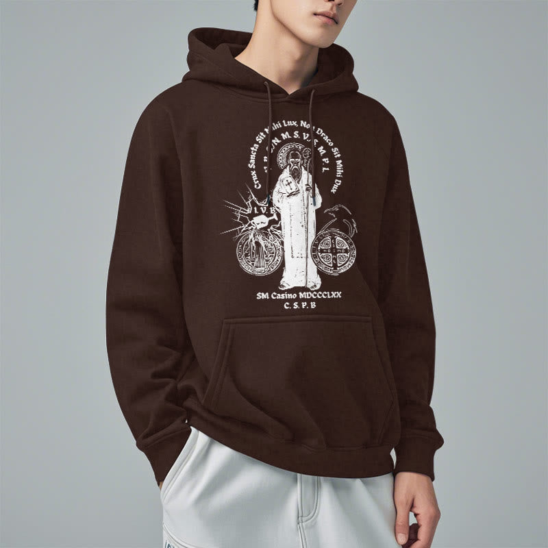 Christiandiscipleshop Classic Style St. Benedict Figure Fleece Lined Polyester Hoodie