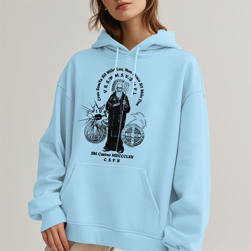 Christiandiscipleshop Classic Style St. Benedict Figure Fleece Lined Polyester Hoodie