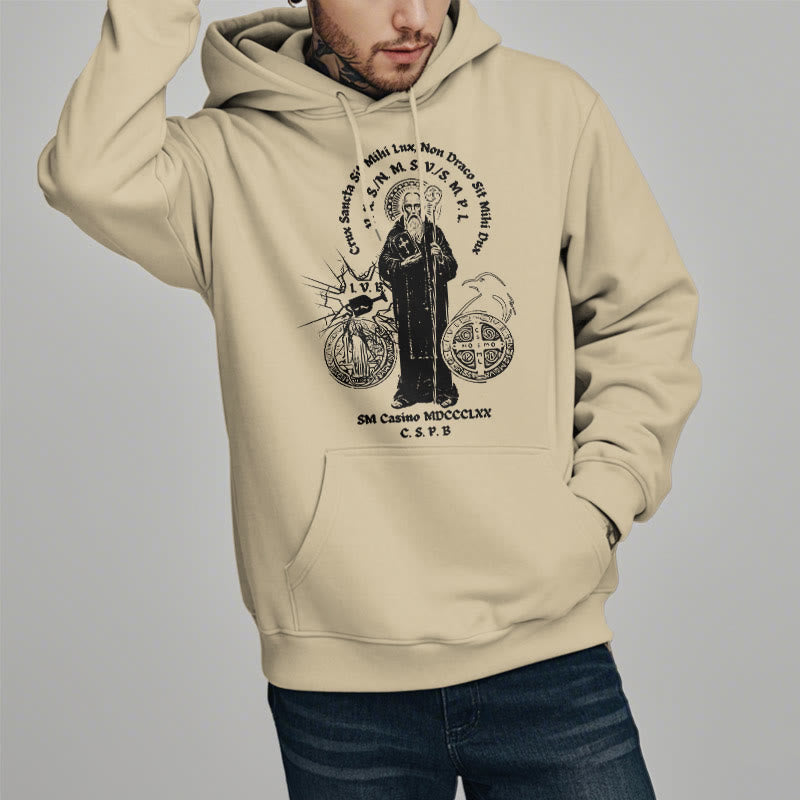 Christiandiscipleshop Classic Style St. Benedict Figure Fleece Lined Polyester Hoodie