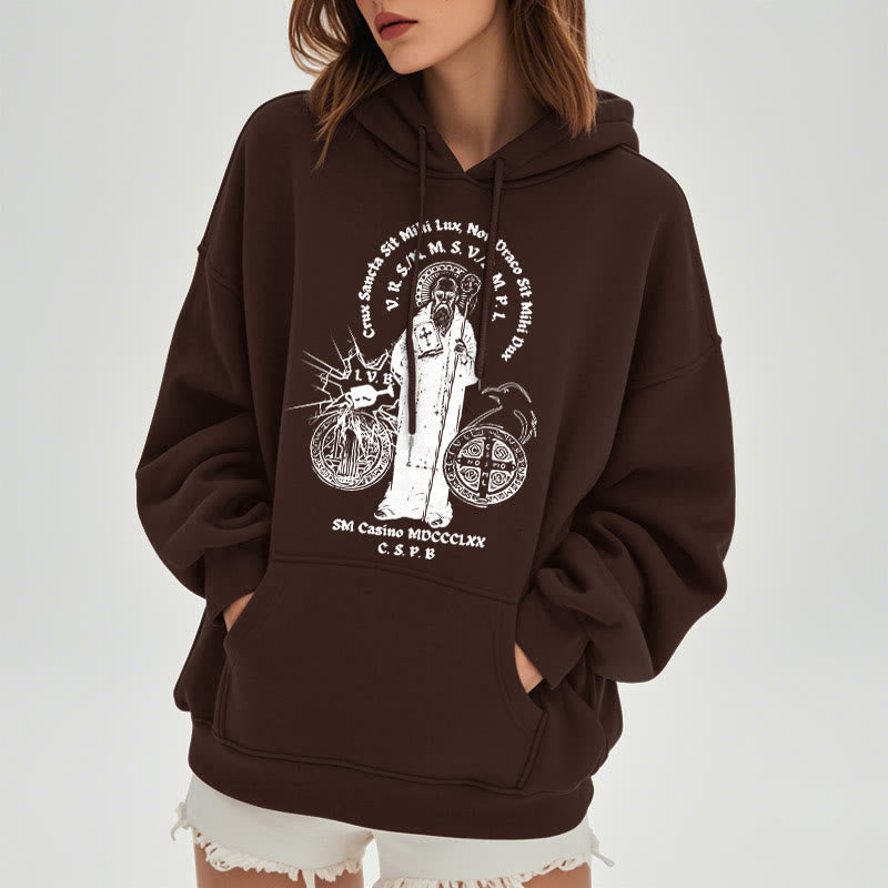 Christiandiscipleshop Classic Style St. Benedict Figure Fleece Lined Polyester Hoodie