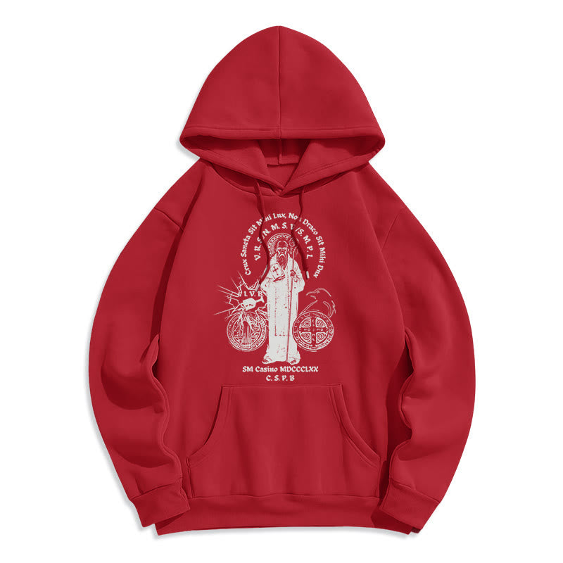 Christiandiscipleshop Classic Style St. Benedict Figure Fleece Lined Polyester Hoodie